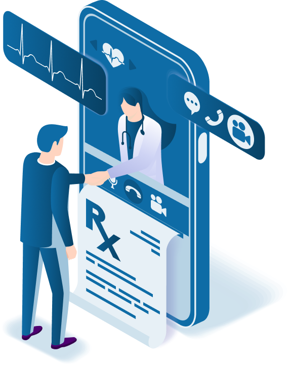 Doctor with customer isometric image